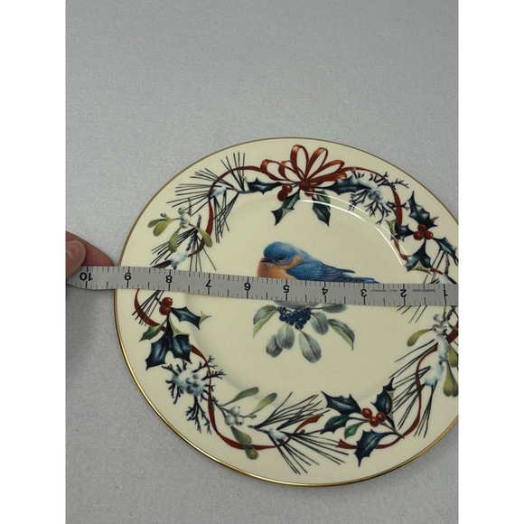 Lenox Winter Greetings Luncheon Plate Catherine McClung 9 3/8" EASTERN BLUEBIRD - Picture 4 of 6